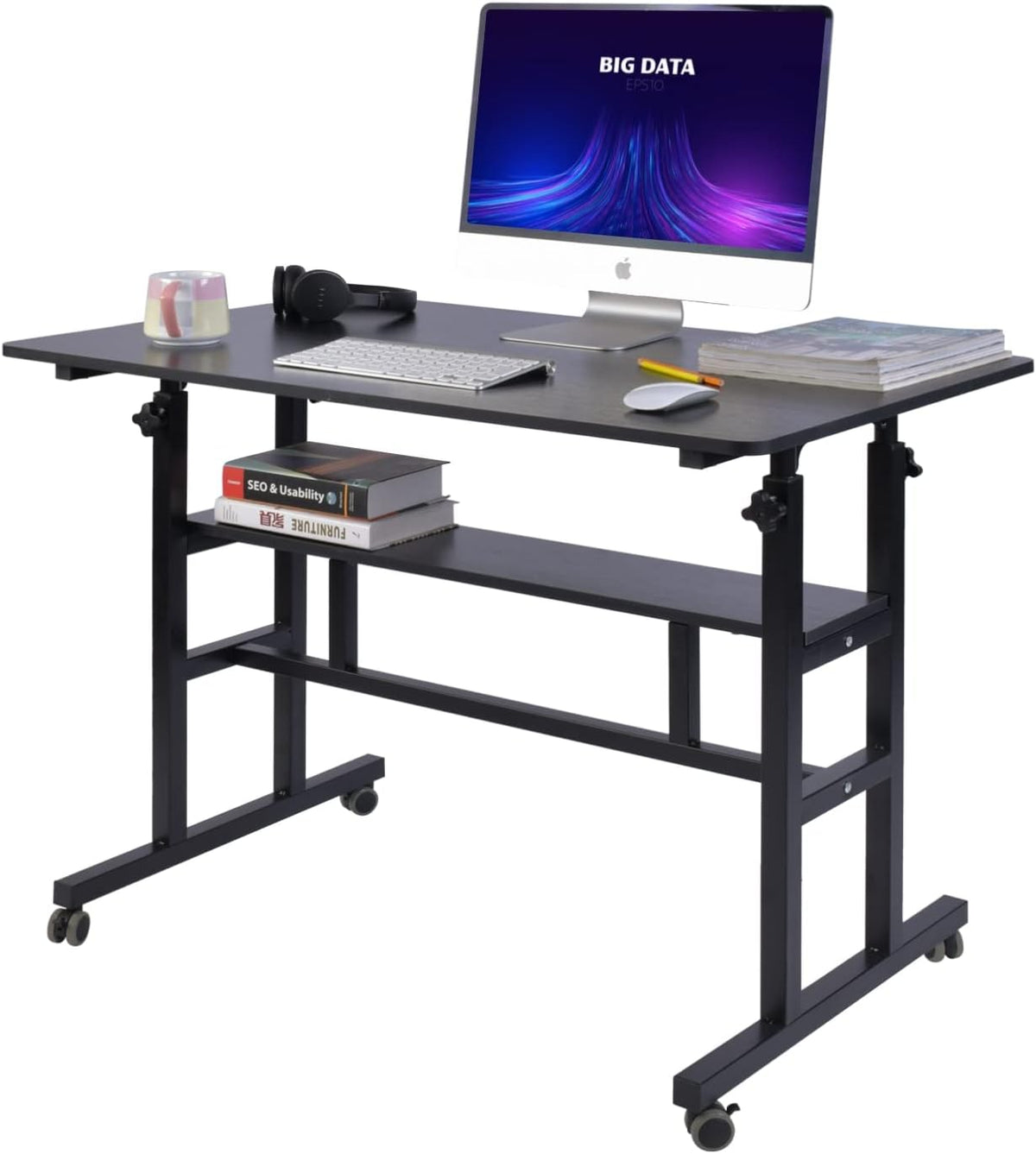 Black Adjustable Mobile Standing Desk N382