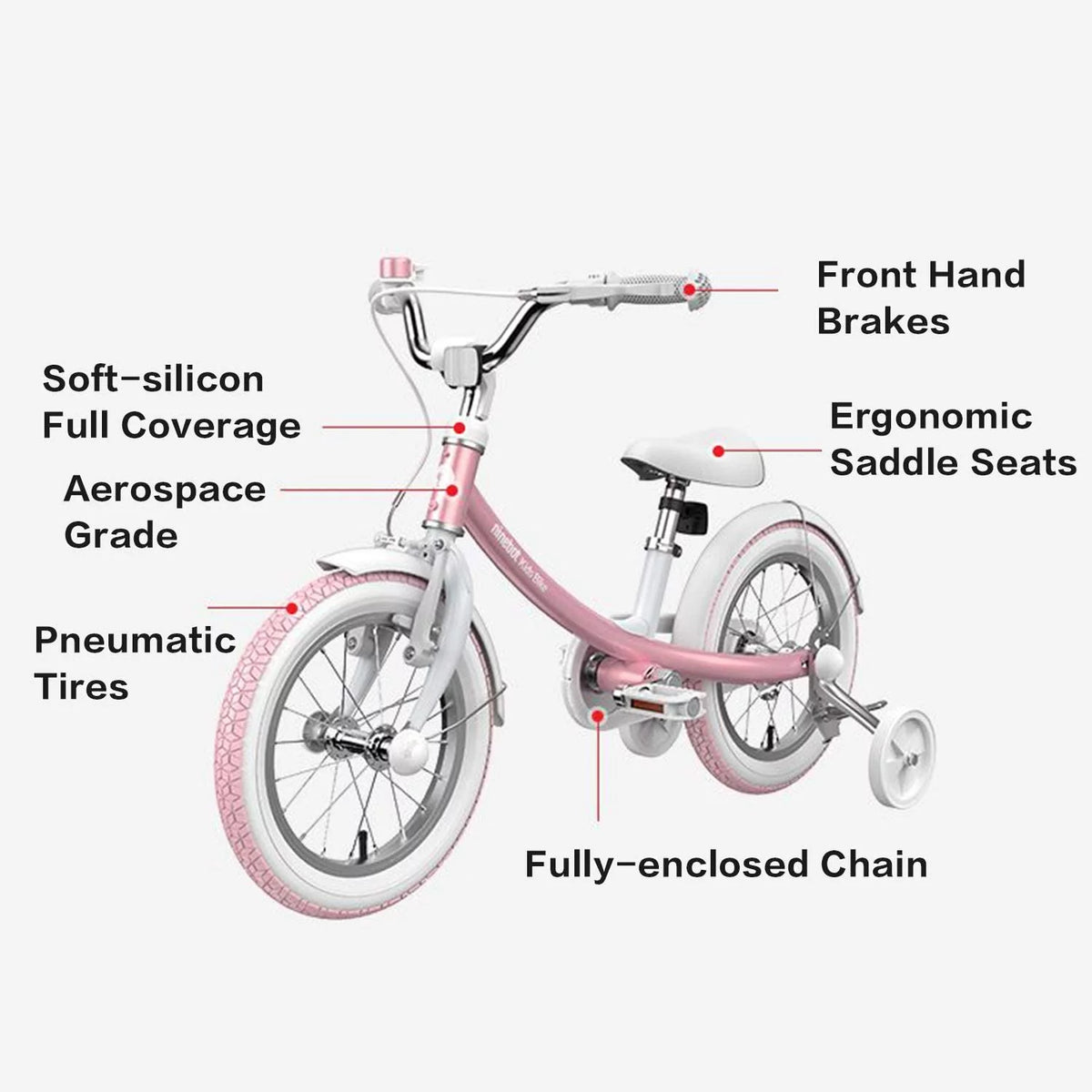 Pink 14 In. Kids Bicycle with Training Wheels Y9688