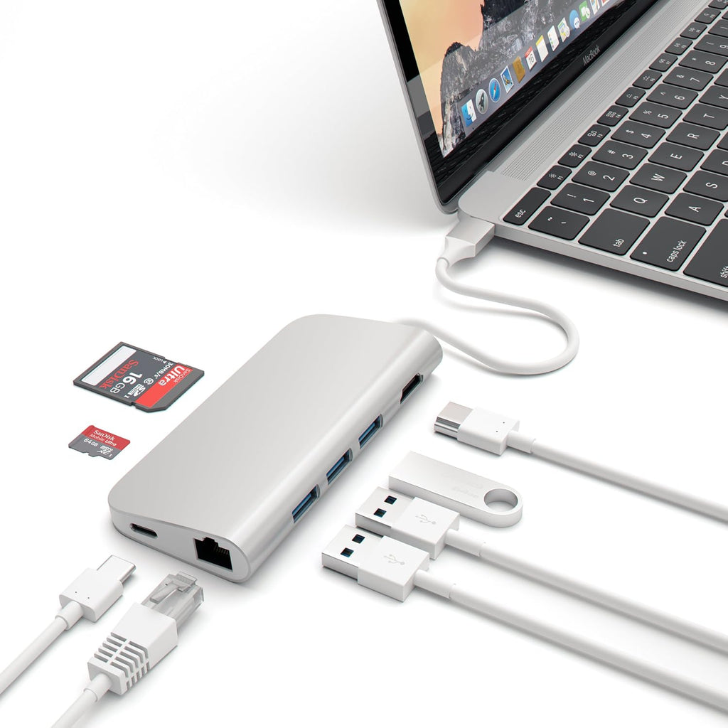 Aluminum Multi-Port Adapter 4K HDMI USB-C Gigabit Ethernet SD Micro Card Readers USB 3.0 Gold K96736