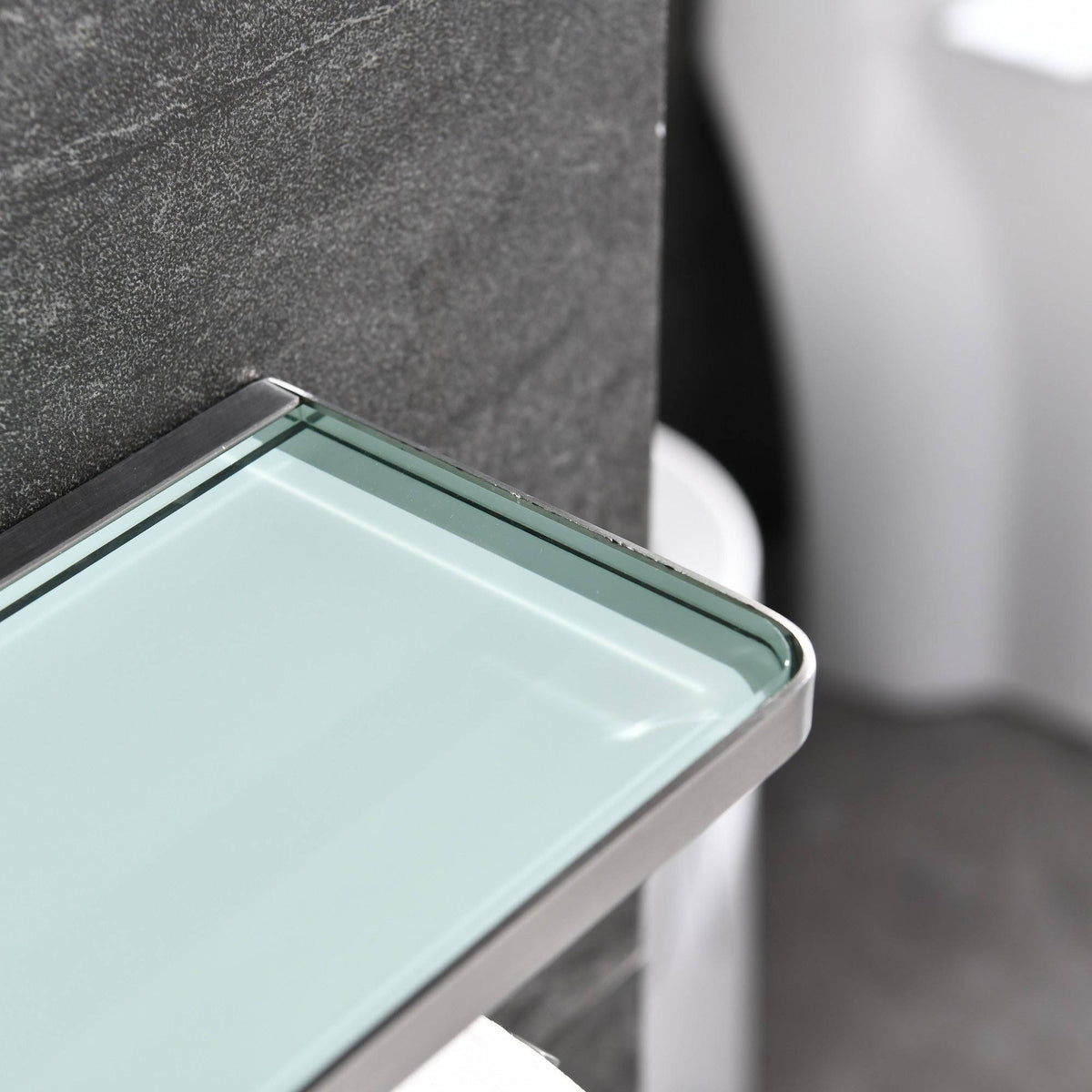 White Glass Shelf with Toilet Paper Holder L25759