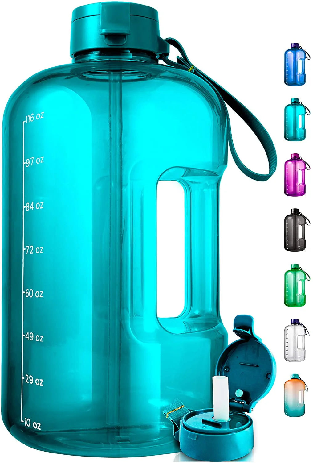1 Gallon Gray Water Bottle with Time Marker C281
