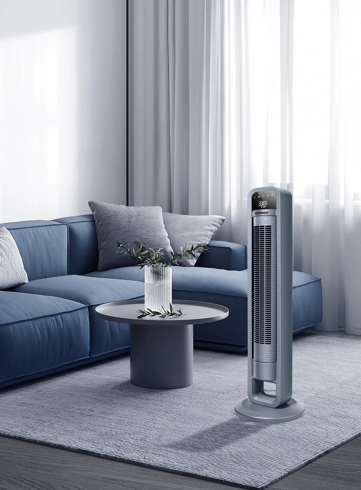 38 Tower Fan, 90 Oscillating Fan, Gray V171