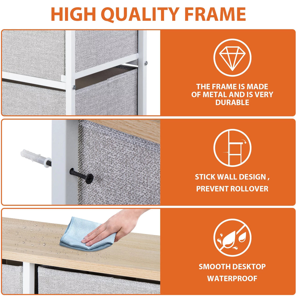 Brown 5 Drawer Fabric Dresser G79450