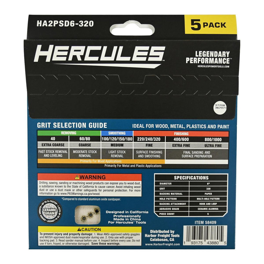 6 in. 320-Grit Hook-and-Loop Multihole Sanding Disc 5-Pack U932