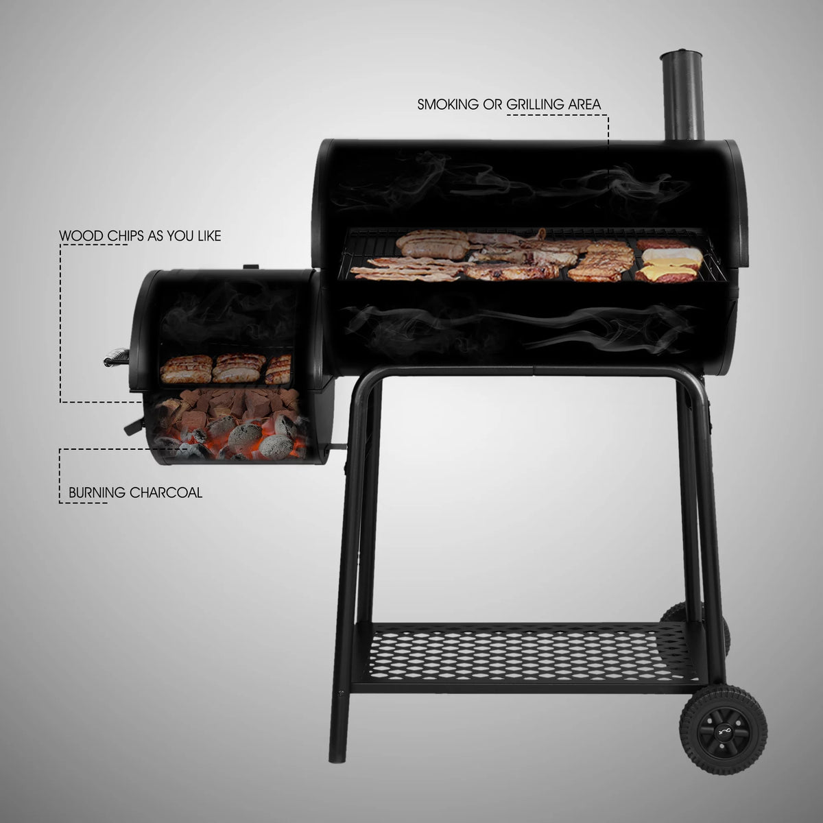 30 Charcoal Grill with Offset Smoker S275346