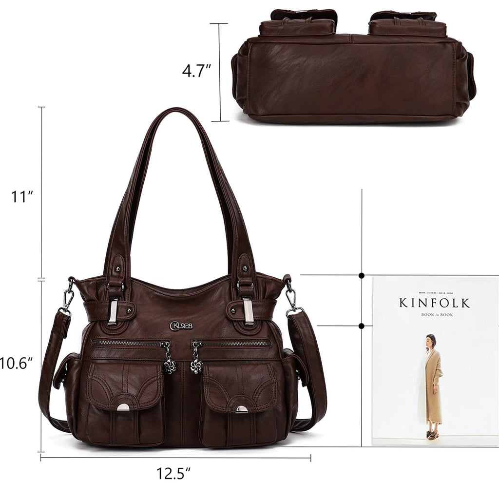 Large PU Leather Multi-Pocket Tote Bag Z4750