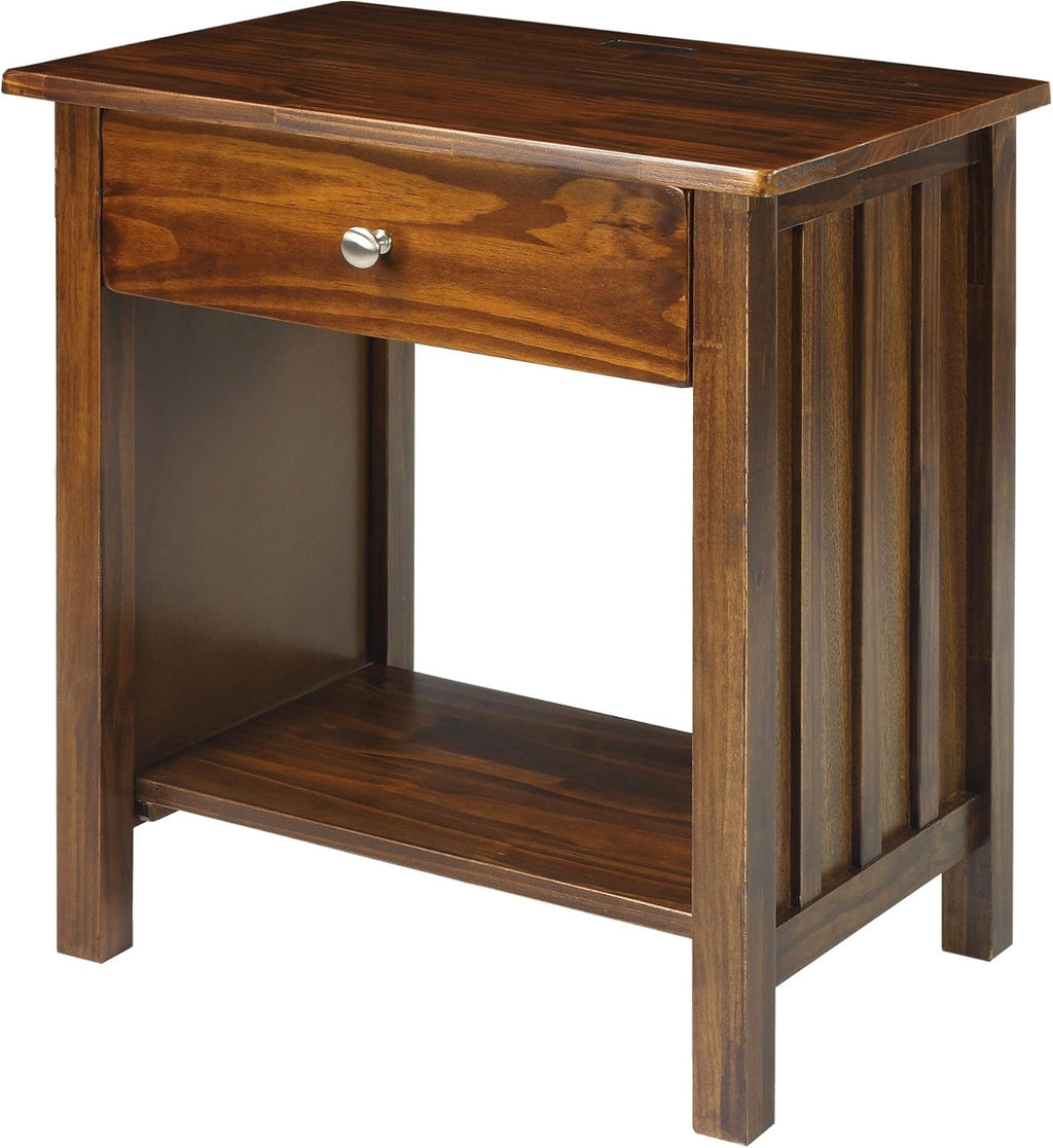 Warm Brown Nightstand with USB Ports U328851