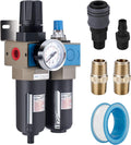 1/2 NPT Compressed Air Filter Regulator Lubricator, 5 Micron Brass Element J1458