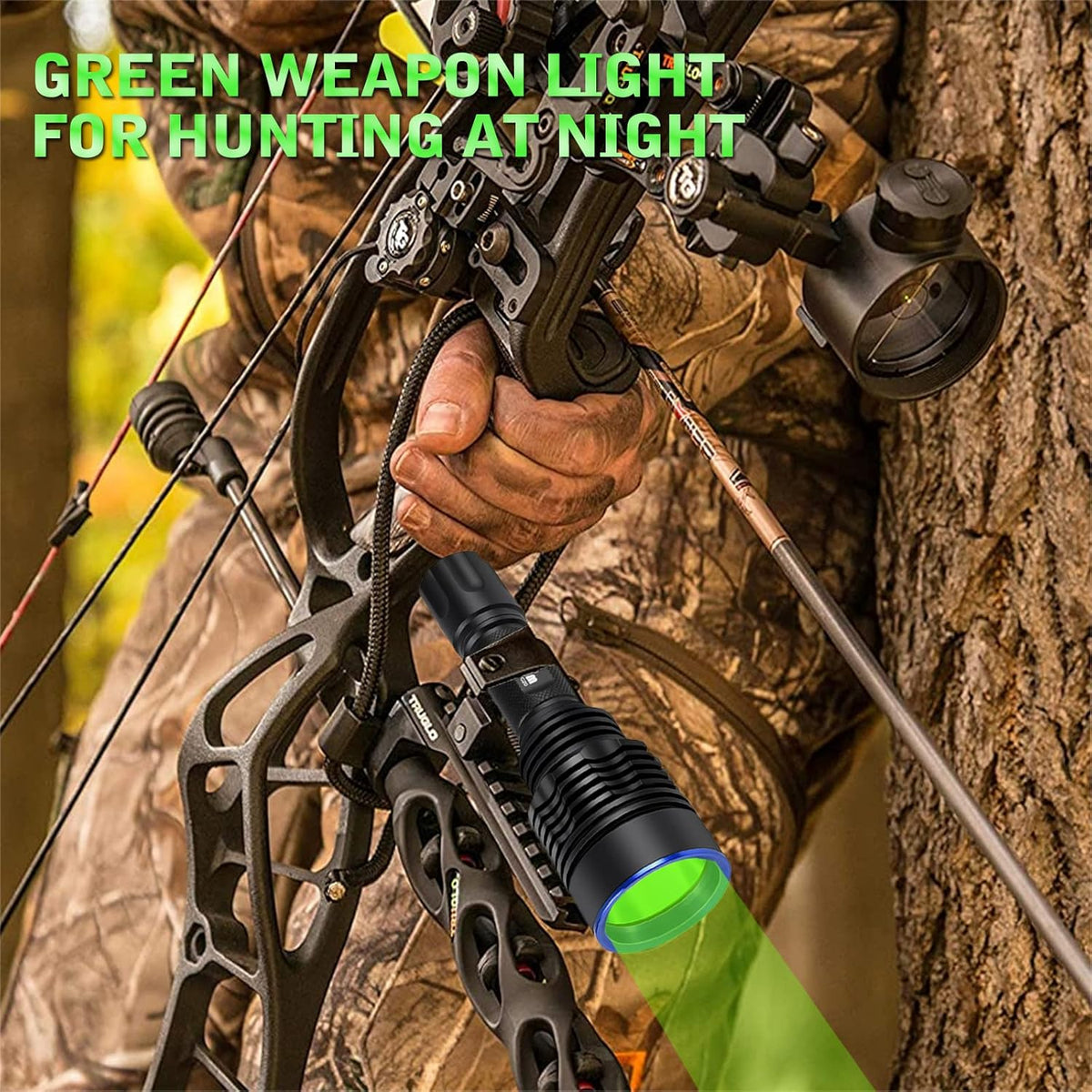 Green Tactical Flashlight Rechargeable Picatinny Mount O2617