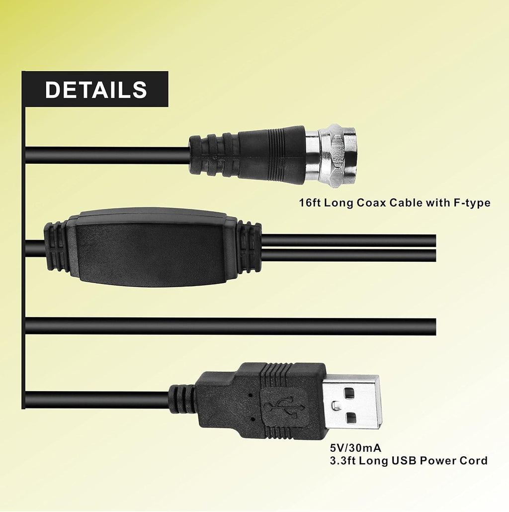 Amplified HD Digital TV Antenna with Signal Booster U39716