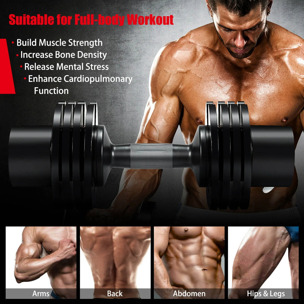 27.5lbs 5-in-1 Adjustable Dumbbell C66936