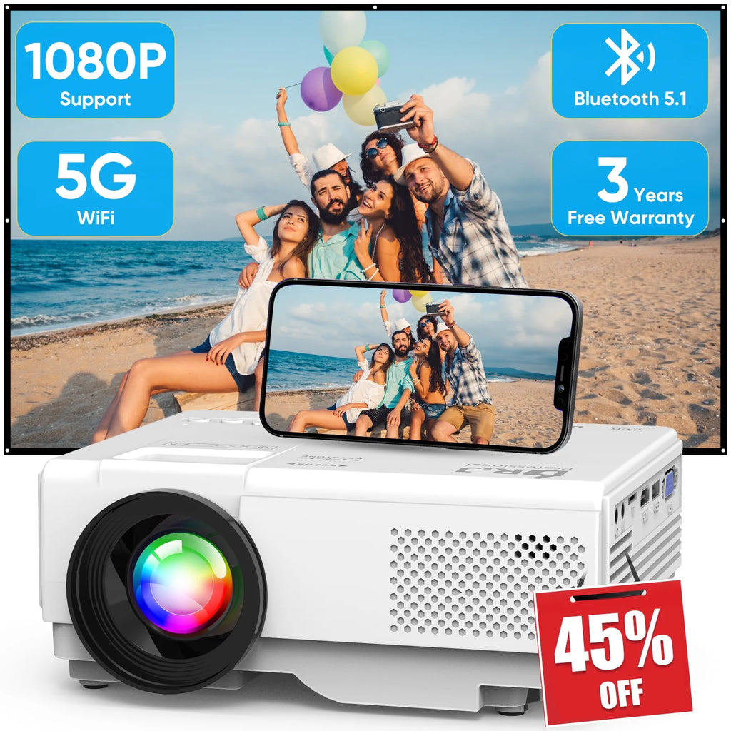 5G WiFi Bluetooth 1080P Mini Portable Projector H224