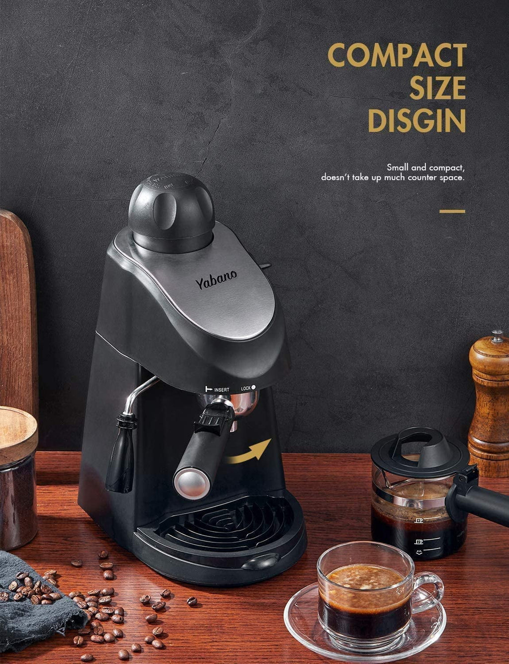 3.5 Bar 4 Cup Steam Espresso Cappuccino Maker with Milk Frother, Black K4147