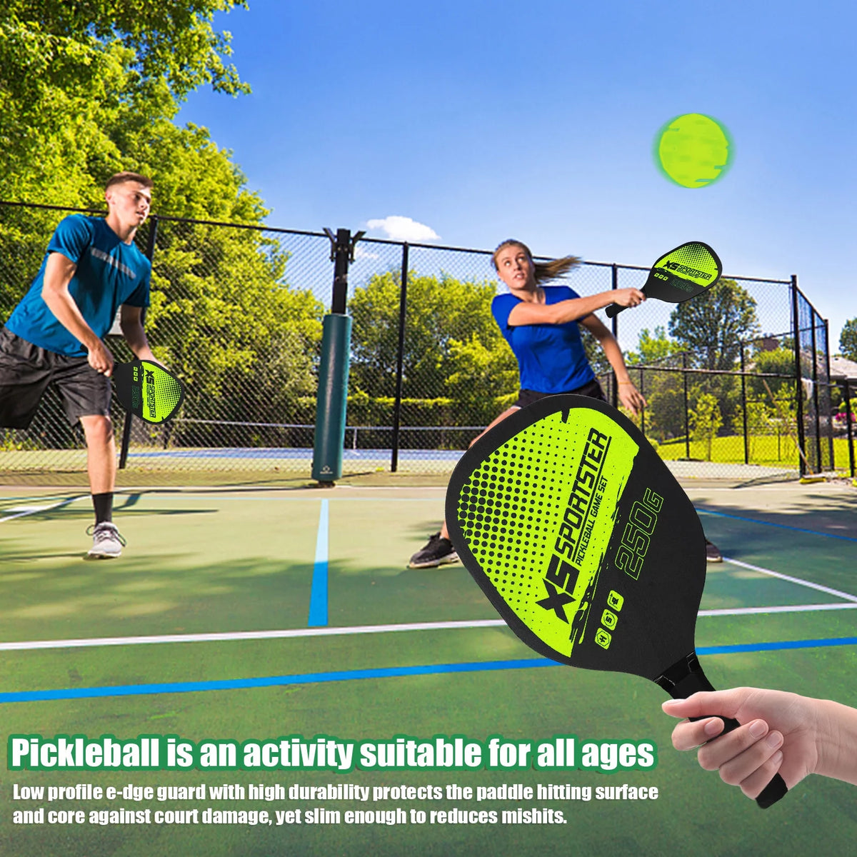 Pickleball Rackets Set of 2 Rackets and 4 Pickleballs F10804