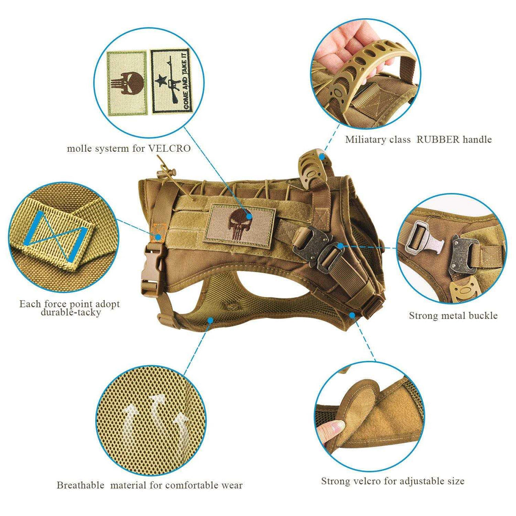 Tactical Service Dog Vest Harness with Rubber Handle & Metal B774877