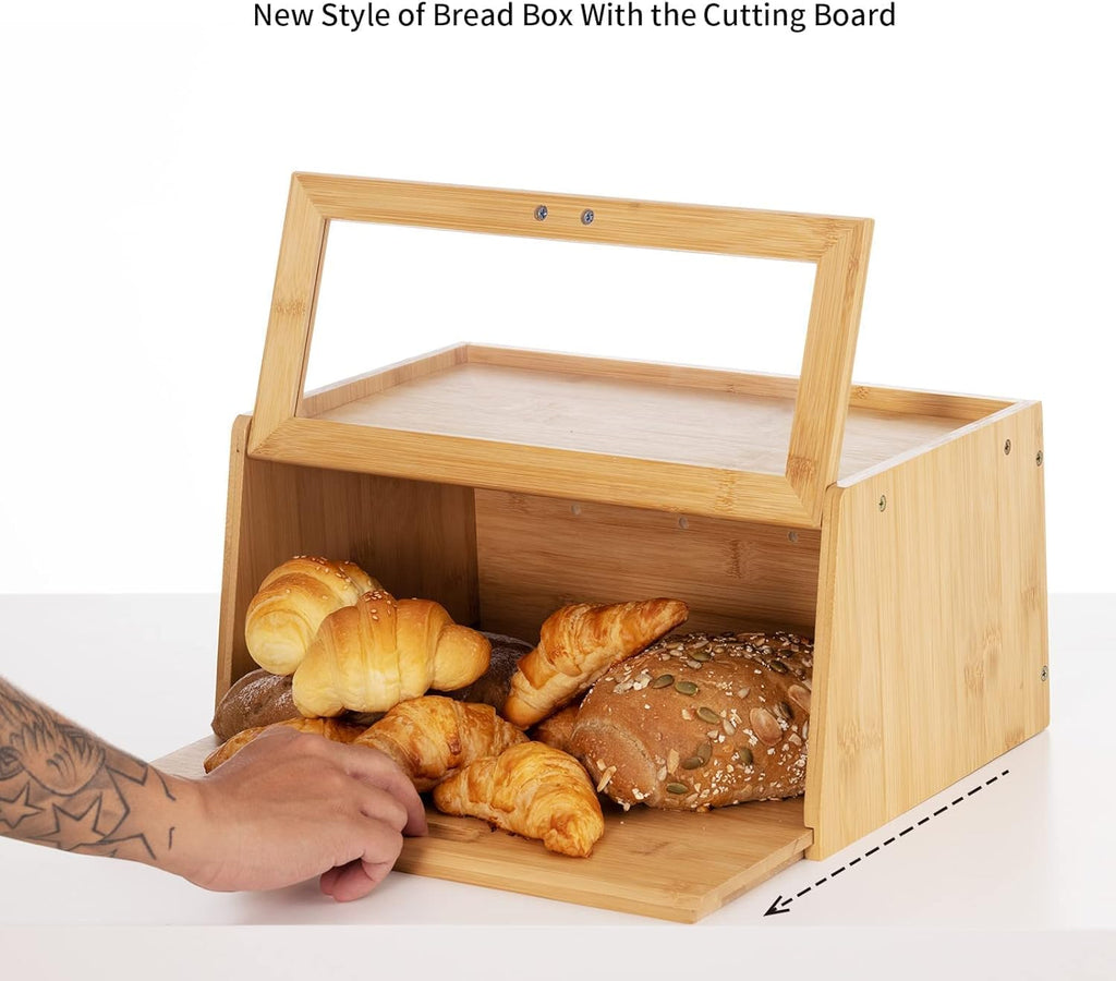 Bamboo Bread Box with Cutting Board E197349