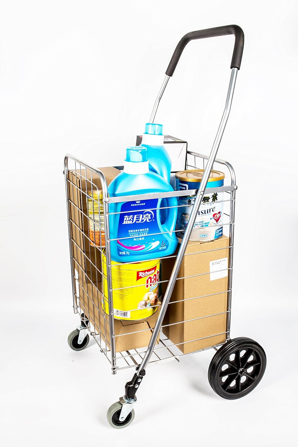 Silver Grocery Laundry Utility Shopping Cart with Swivel Wheels F888