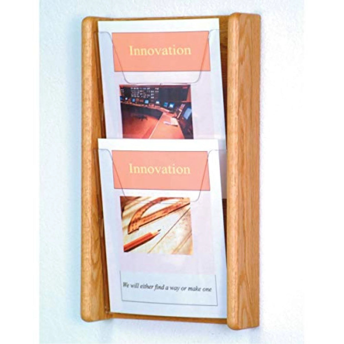 Black Mahogany Light Oak 2 Pocket Wall Display F55832