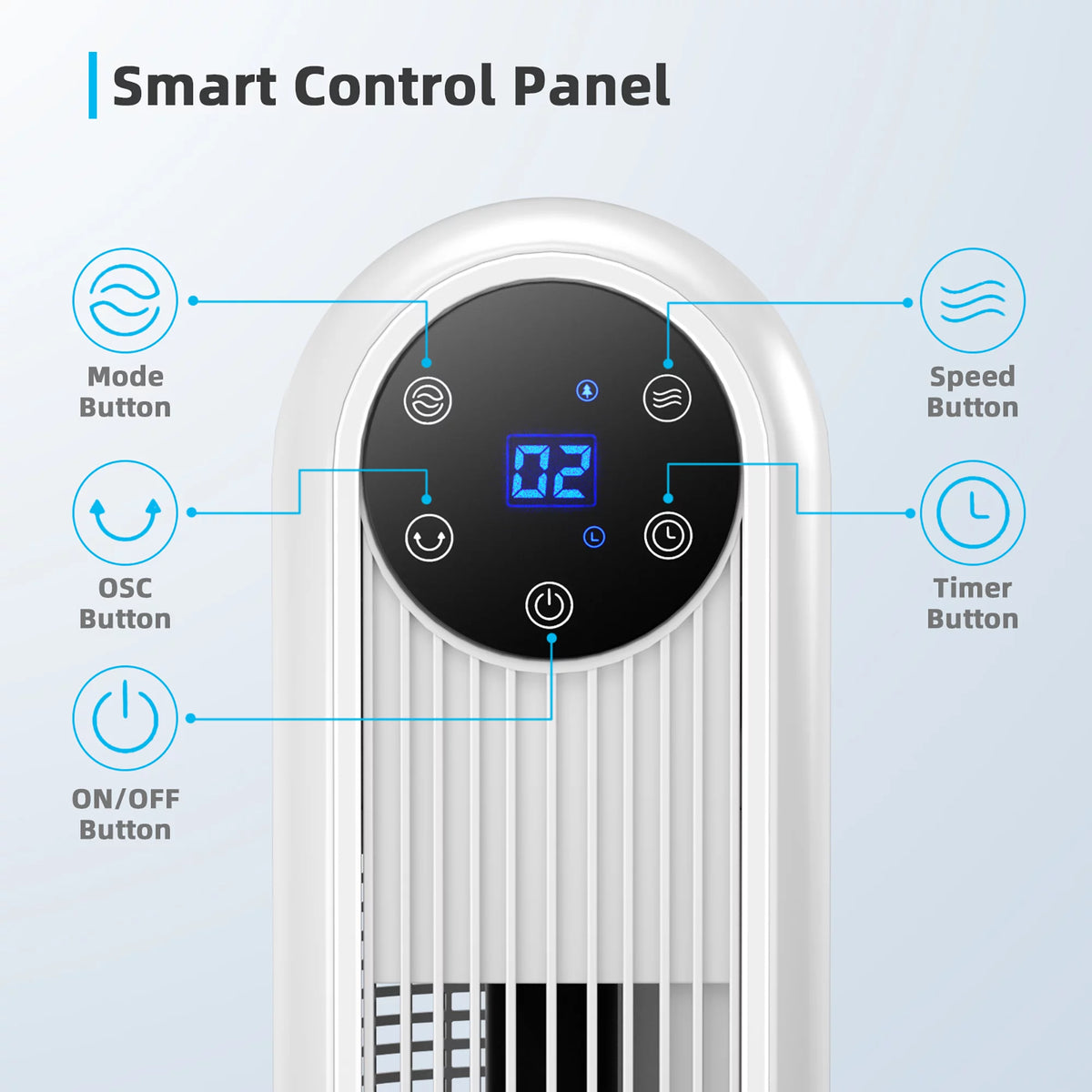 42'' Oscillating Tower Fan with Remote White M481580