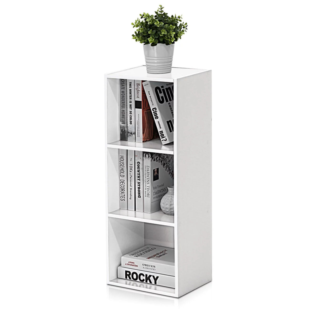 White Pink 3-Tier Engineered Wood Bookcase J903