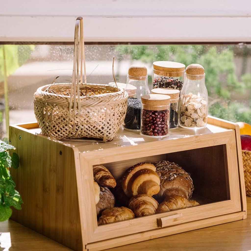 Bamboo Bread Box with Cutting Board E197349