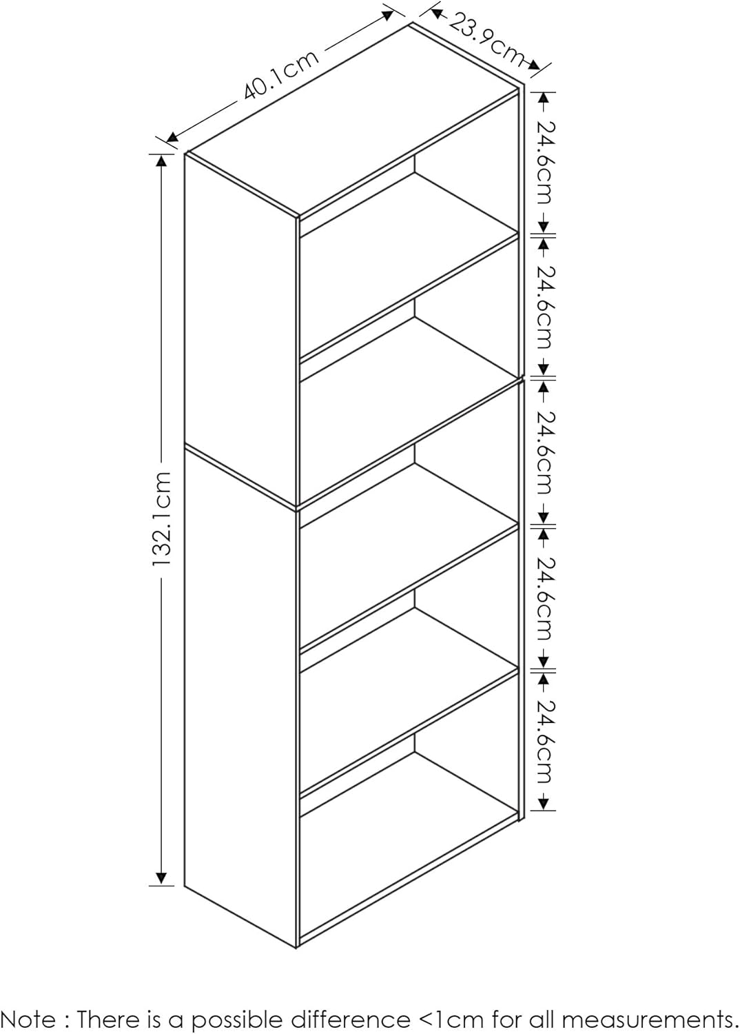 5-Tier Reversible Color Open Shelf Bookcase, White & 3-Tier Adjustable Shelf Bookcase, White W538