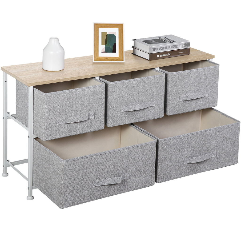 Brown 5 Drawer Fabric Dresser G79450