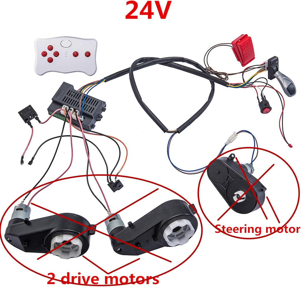 24 Volt Electric Car Wires and Switch Kit with 2.4G Remote Control and Receiver Pack of 2 K98127