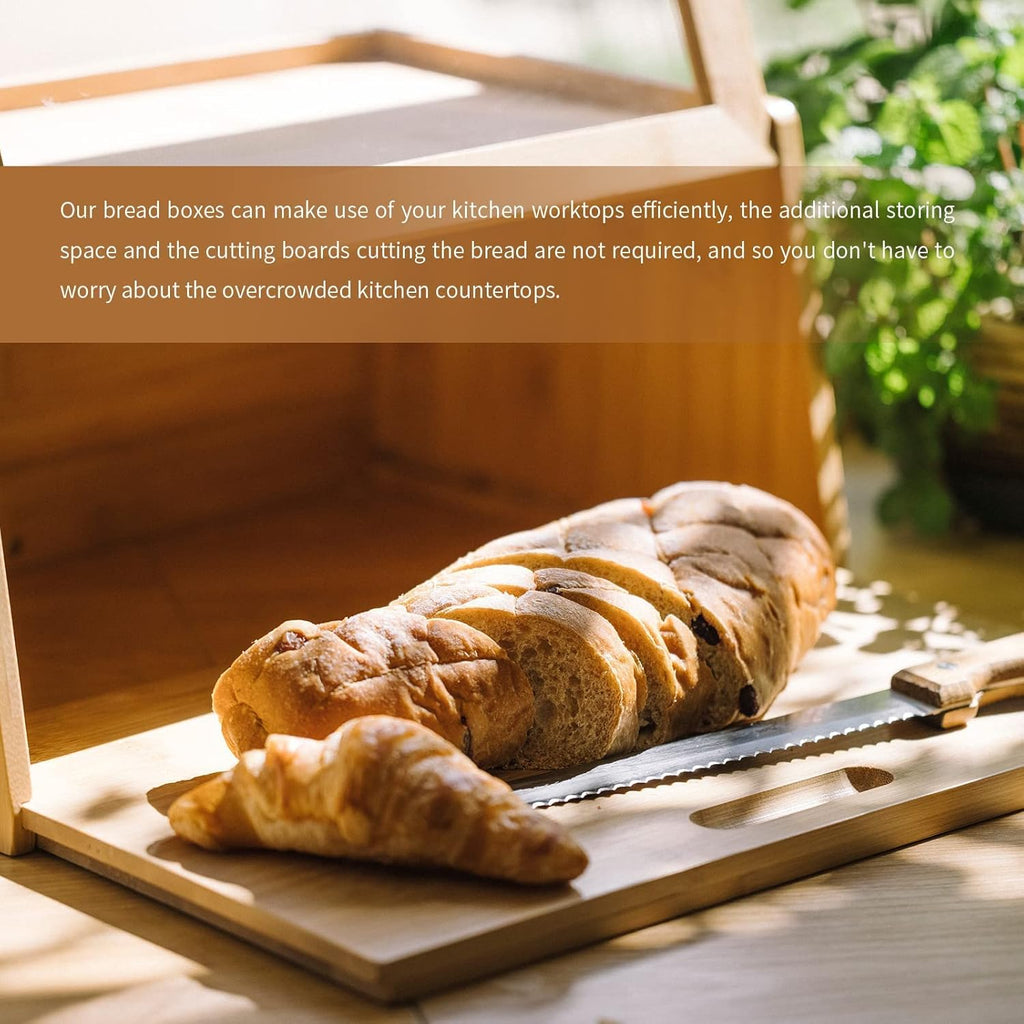 Bamboo Bread Box with Cutting Board E197349