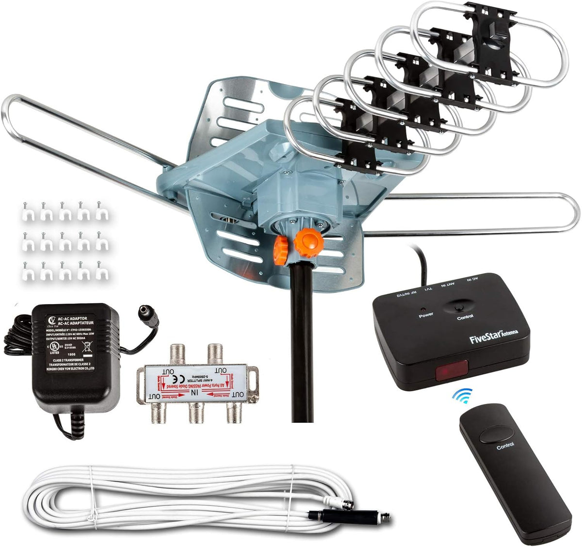 Amplified Digital Outdoor Antenna 150 Miles Range 360 Degree Rotation E719015