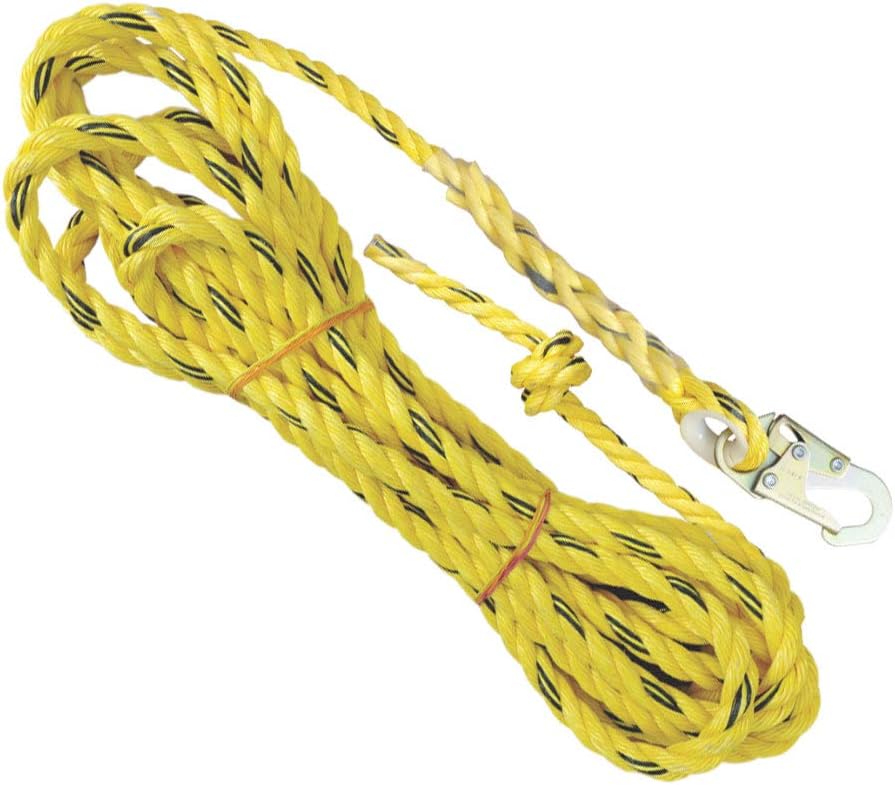 50' Vertical Rope Lifeline with Locking Snap Hook J1632