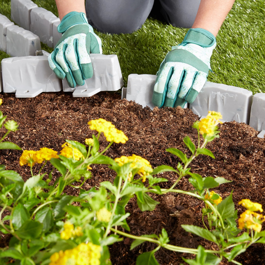 Faux Stone No-Dig Landscape Edging 10-ft. Plastic Gray J395554