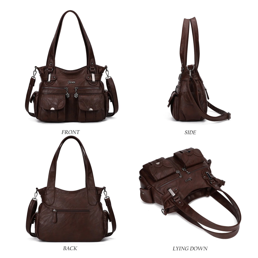 Large PU Leather Multi-Pocket Tote Bag Z4750
