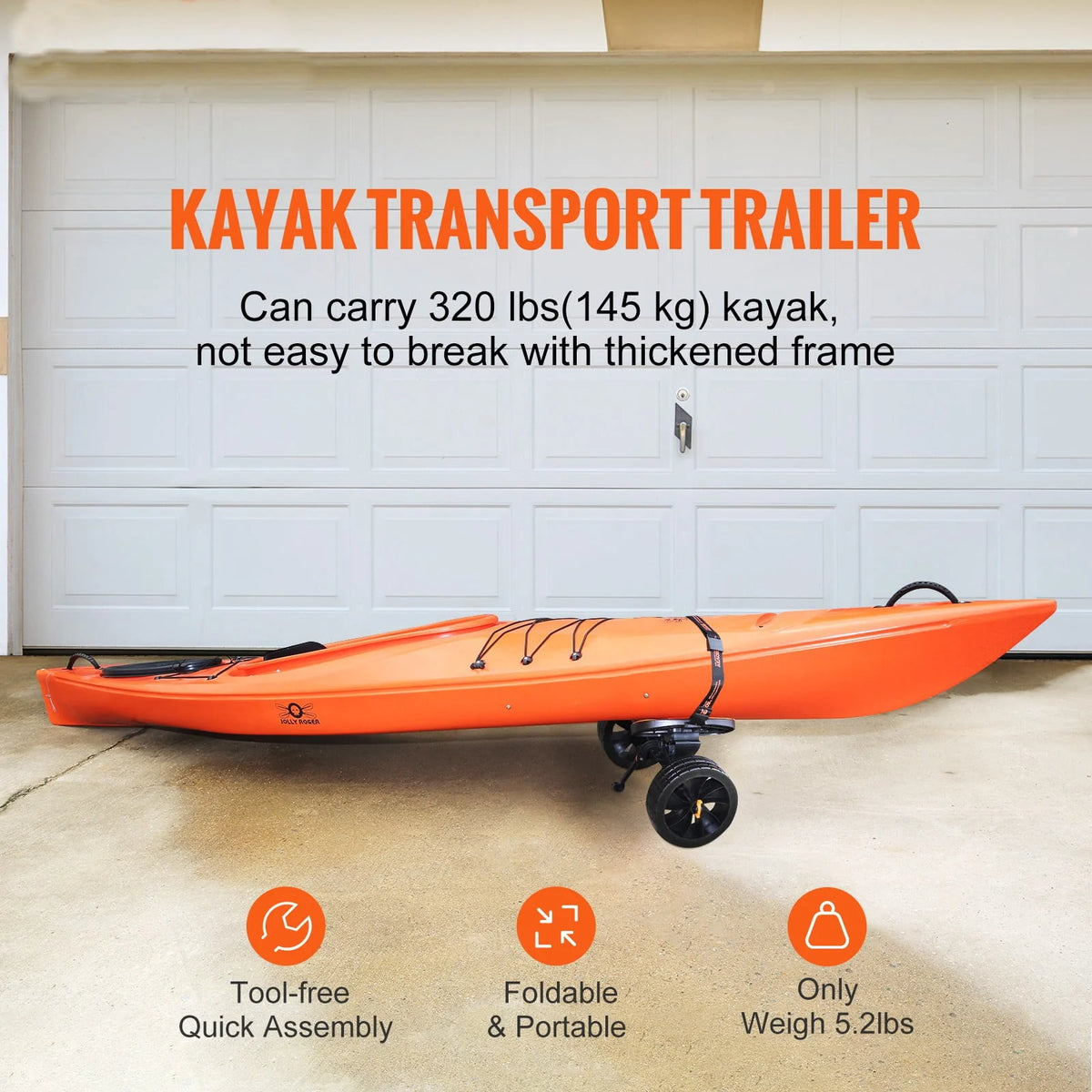 Foldable Kayak Cart with 10'' Solid Tires Z4131