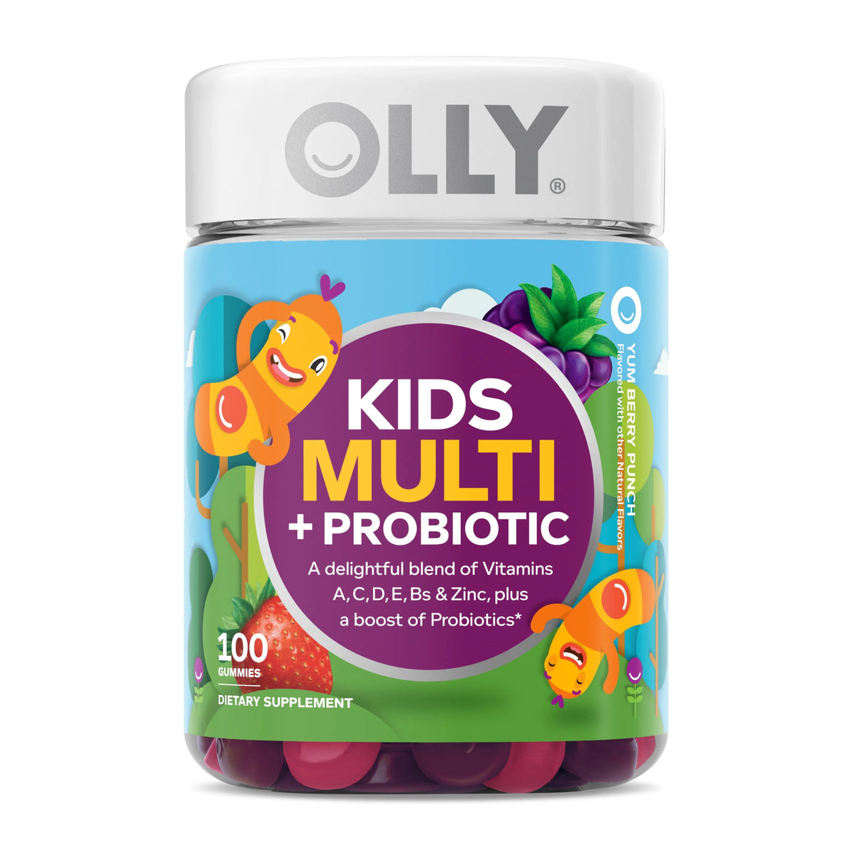 Kids Multivitamin Probiotic Gummy, Berry, 100 Ct W80092