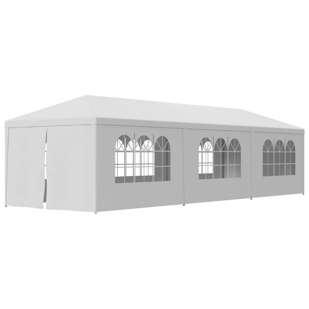 10'x 30' White Gazebo Canopy with 6 Windows & 2 Sidewalls T1717