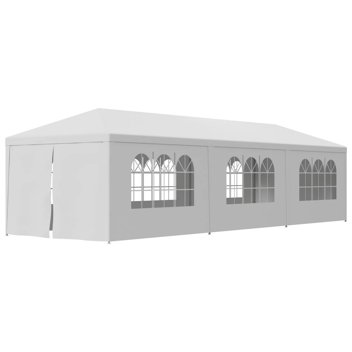 10'x 30' White Gazebo Canopy with 6 Windows & 2 Sidewalls T1717