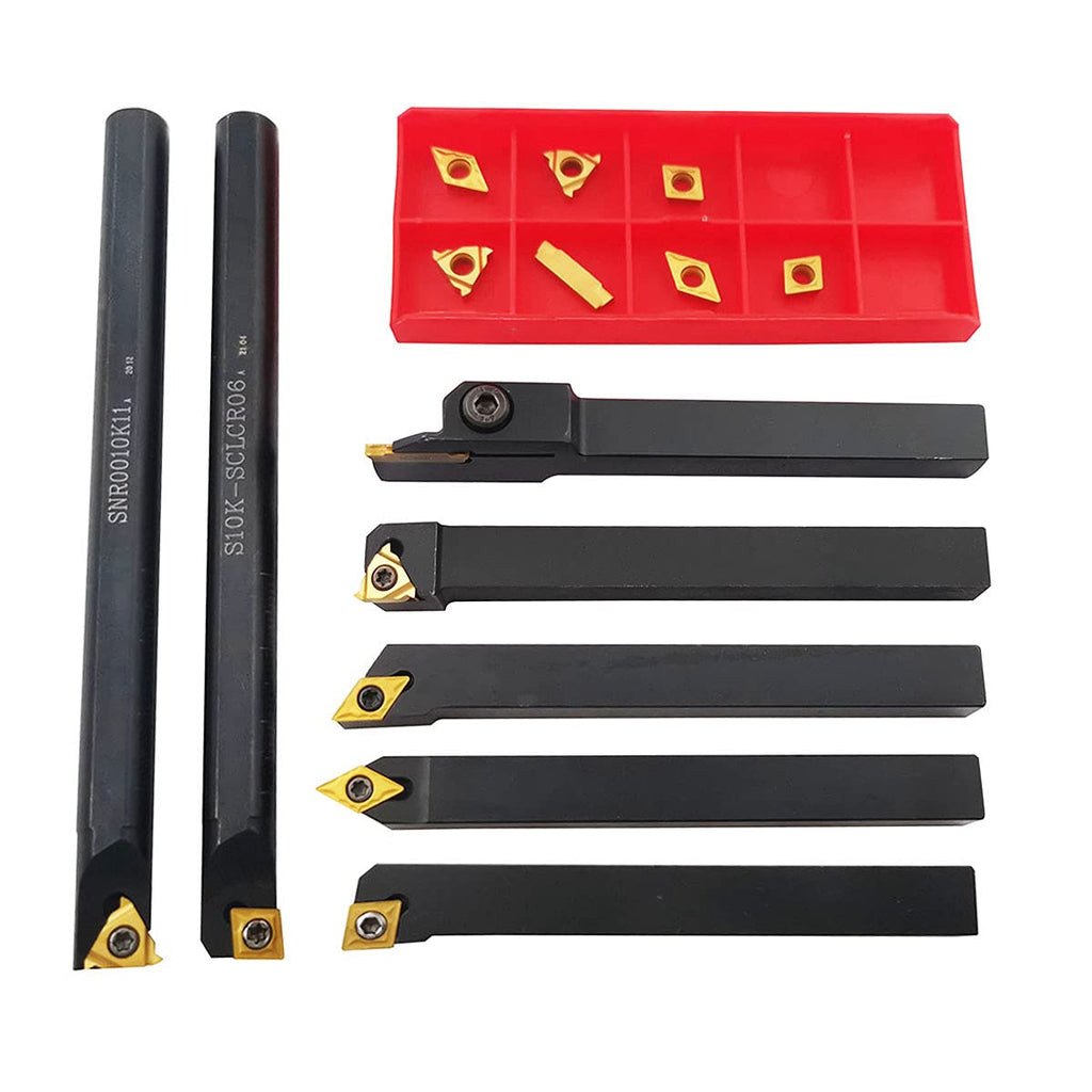 21 Pcs 10mm Shank Carbide Lathe Turning Insert Tool Holder Bit Set L9079