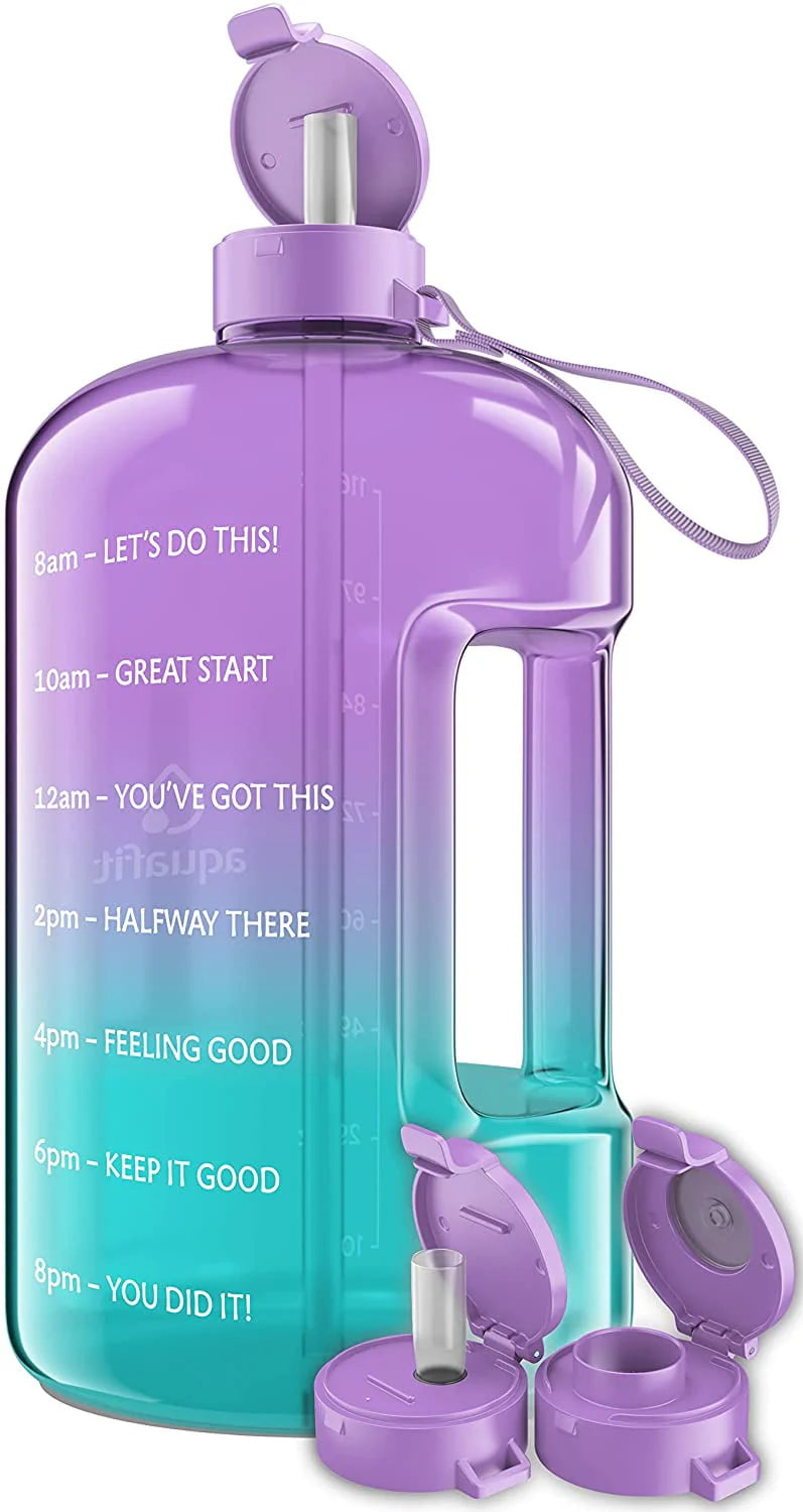 1 Gallon Gray Water Bottle with Time Marker C281