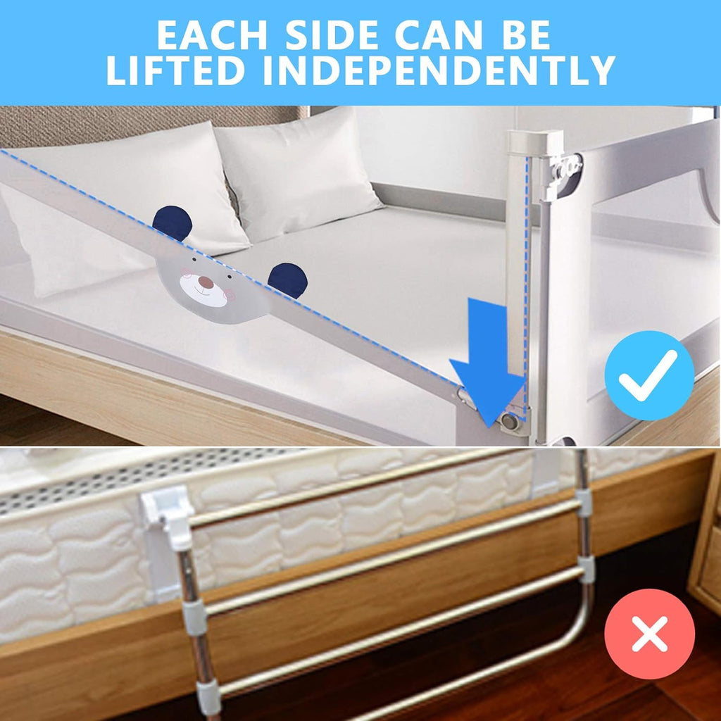 Extra Tall Collapsible Double Lock Bed Rails for Toddlers Queen Size W97013