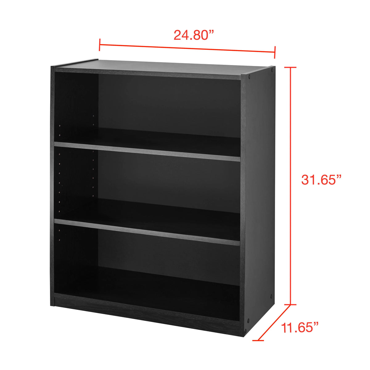 White 3-Shelf Bookcase with Adjustable Shelves P450