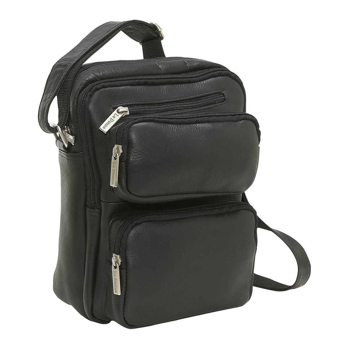 Black Leather Multi Pocket Bag Y6376