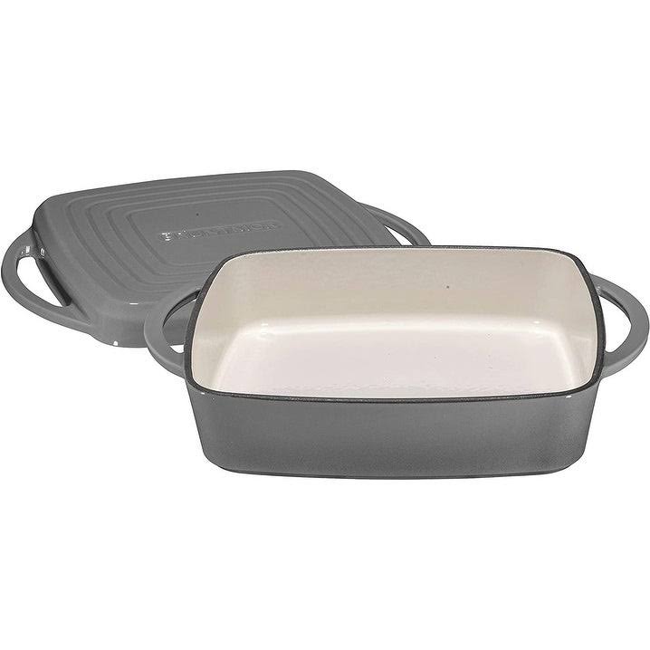 Enameled Cast Iron 11 inch Square Casserole Baking Pan with Griddle Lid Y926
