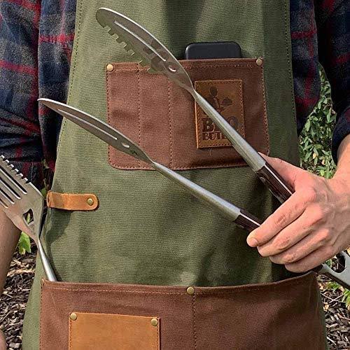 Green Waxed Canvas Apron with Leather Accents K46726