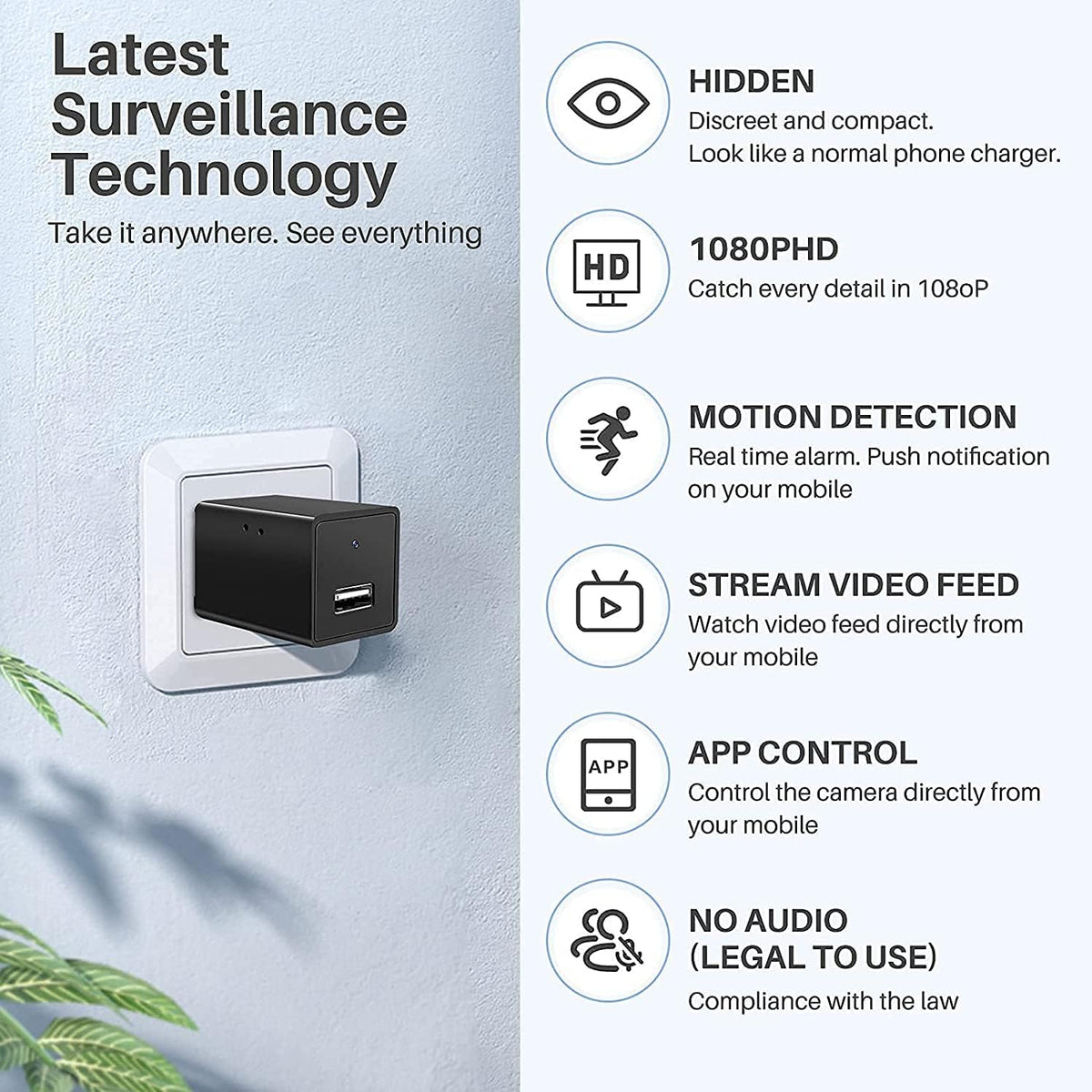 1080P WiFi Indoor Security Camera with Audio and Video Motion Detection N4002