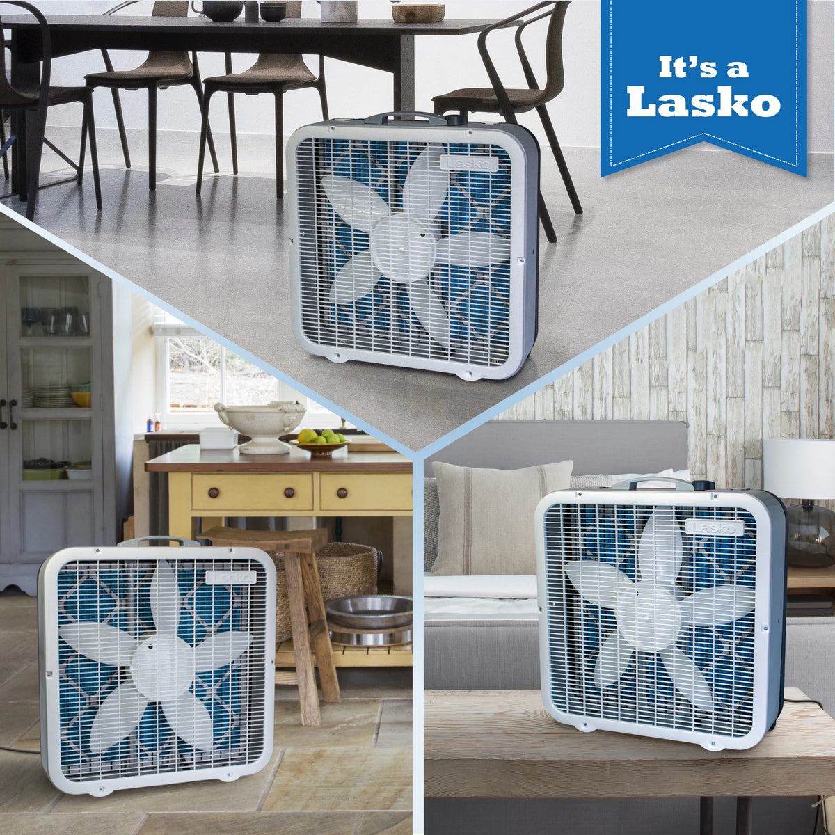 White 3-Speed 2-in-1 Box Fan and Air Purifier A534
