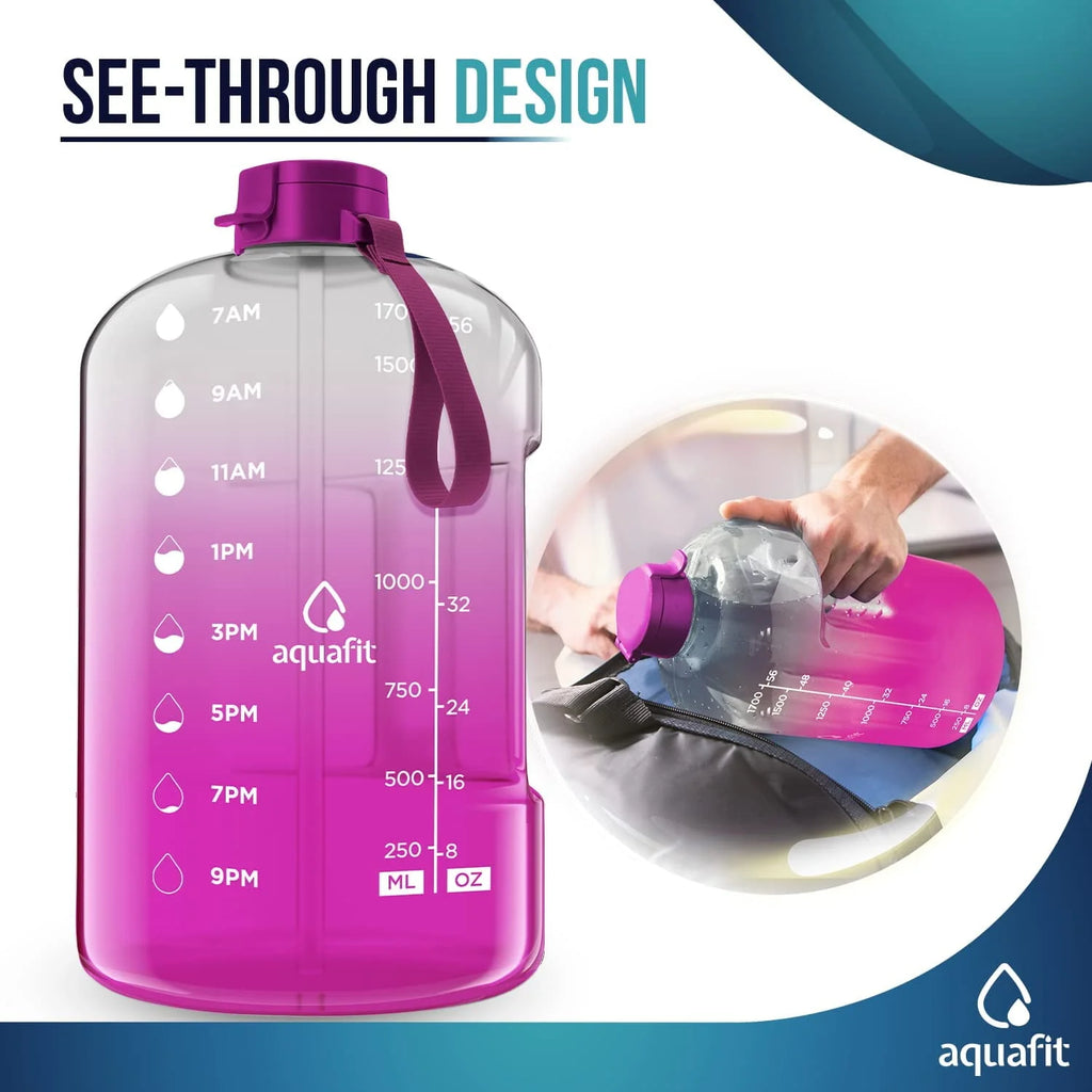 1 Gallon Gray Water Bottle with Time Marker C281