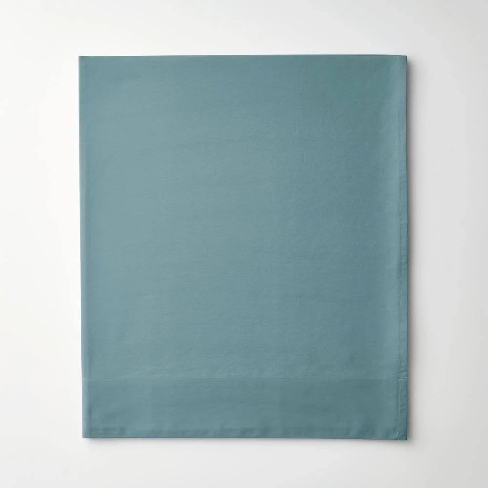 Blue Solid Cotton Percale California King Flat Sheet Y834