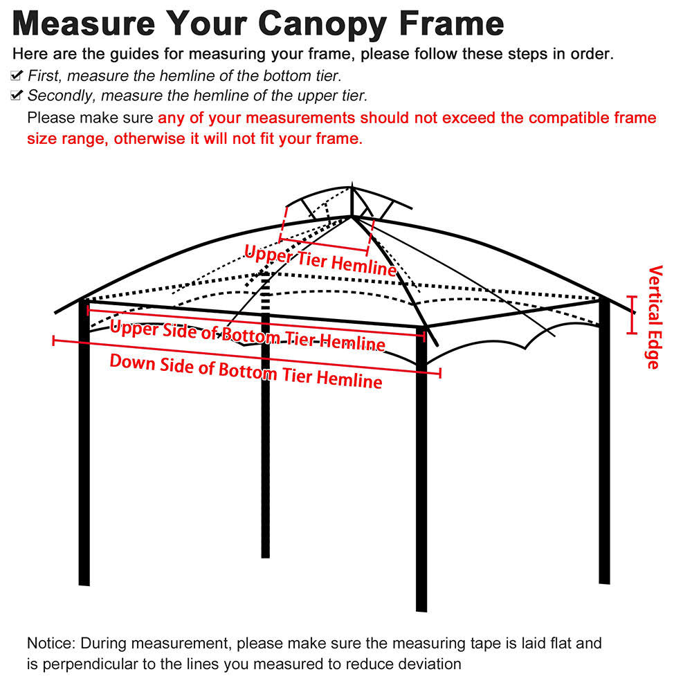 2-Tier 12x10 Gazebo Canopy Top Replacement Brown S30205