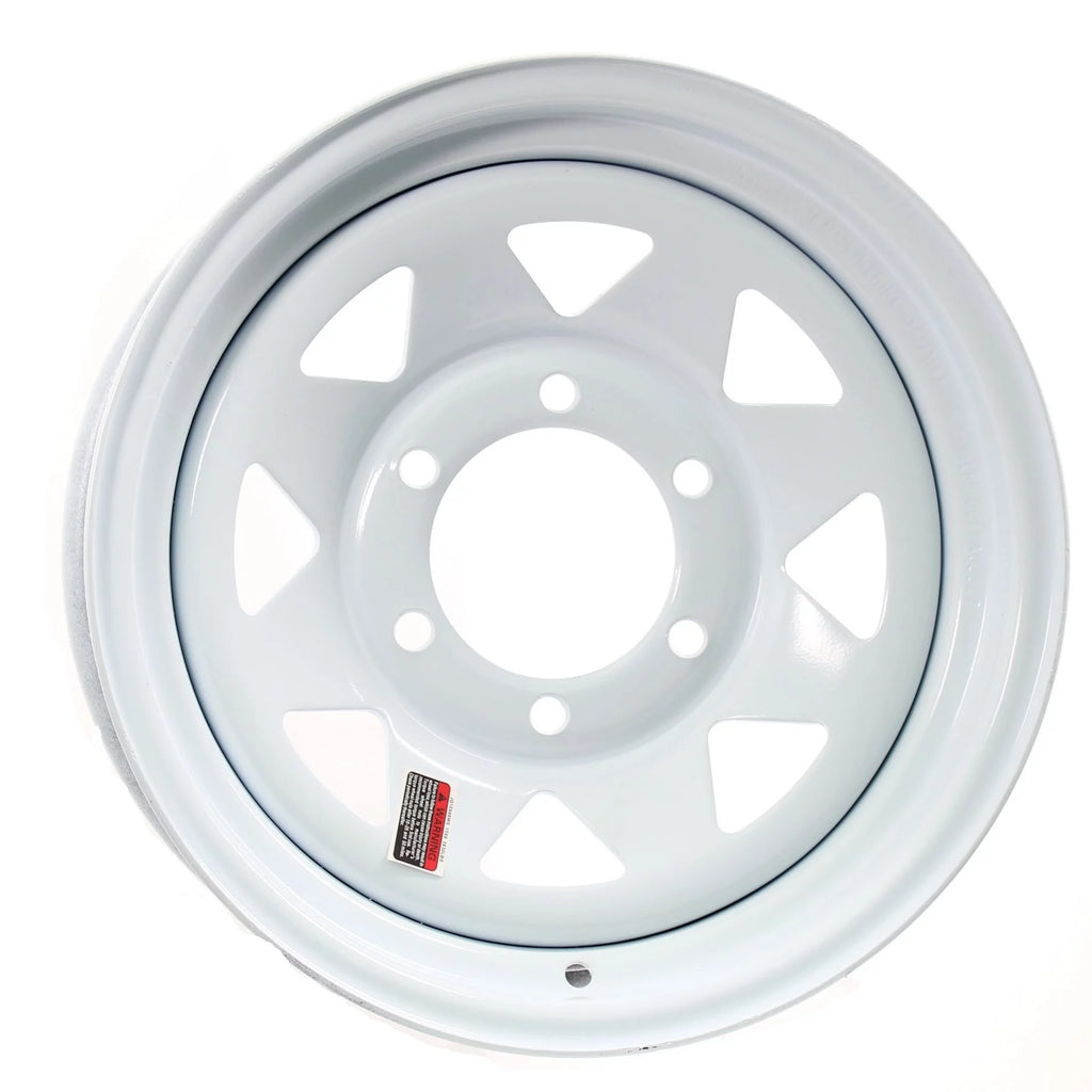 15 in. 6 Bolt Hole White Steel Trailer Wheel Rim K457746